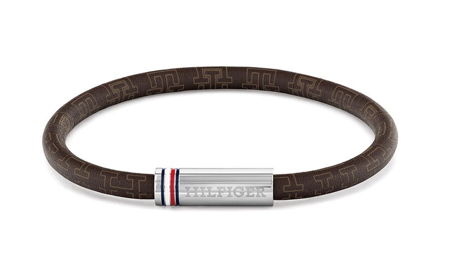 Tommy Hilfiger Hnědý pánský náramek z&nbsp;umělé kůže Printed Cord 2790703 - Náramky Kožené náramky