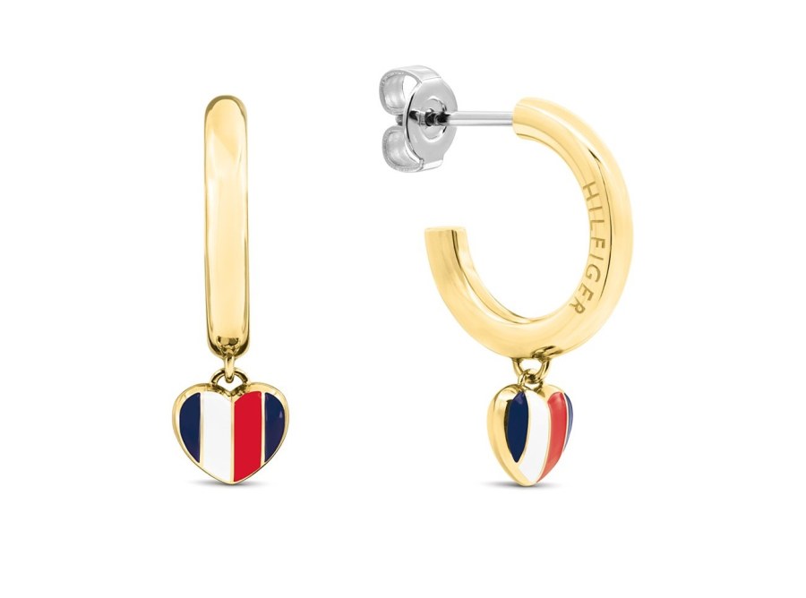 Tommy Hilfiger Pozlacené kruhové náušnice se srdíčkem 2781067 - Náušnice Visací náušnice