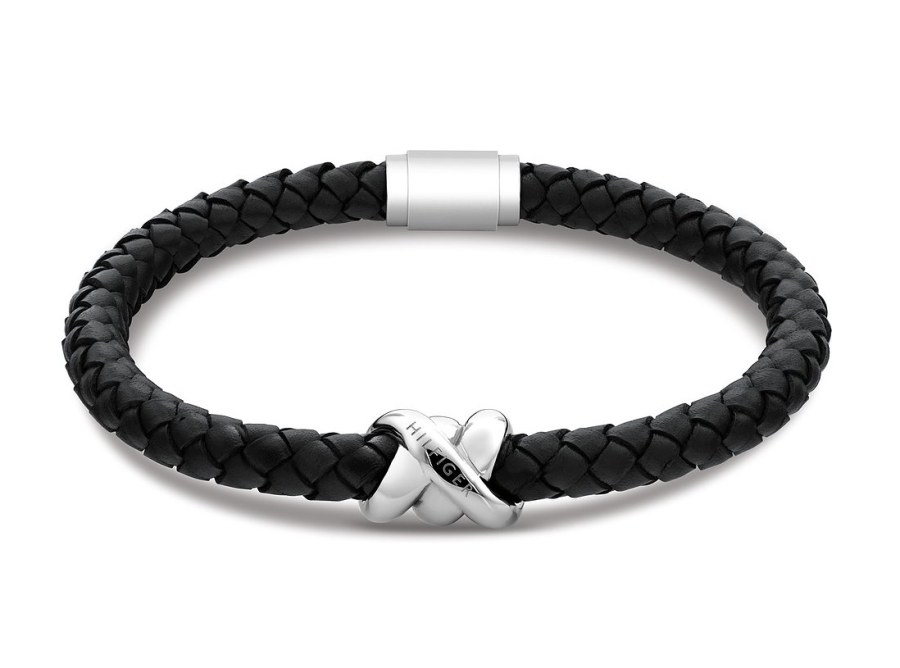 Tommy Hilfiger Moderní náramek z černé kůže Nautical Knot For Him 2790734