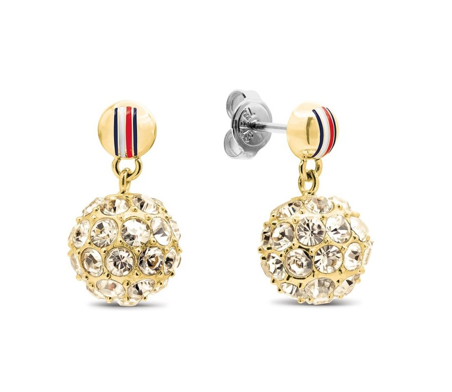 Tommy Hilfiger Elegantní pozlacené náušnice s&nbsp;krystaly 2781079 - Náušnice Visací náušnice