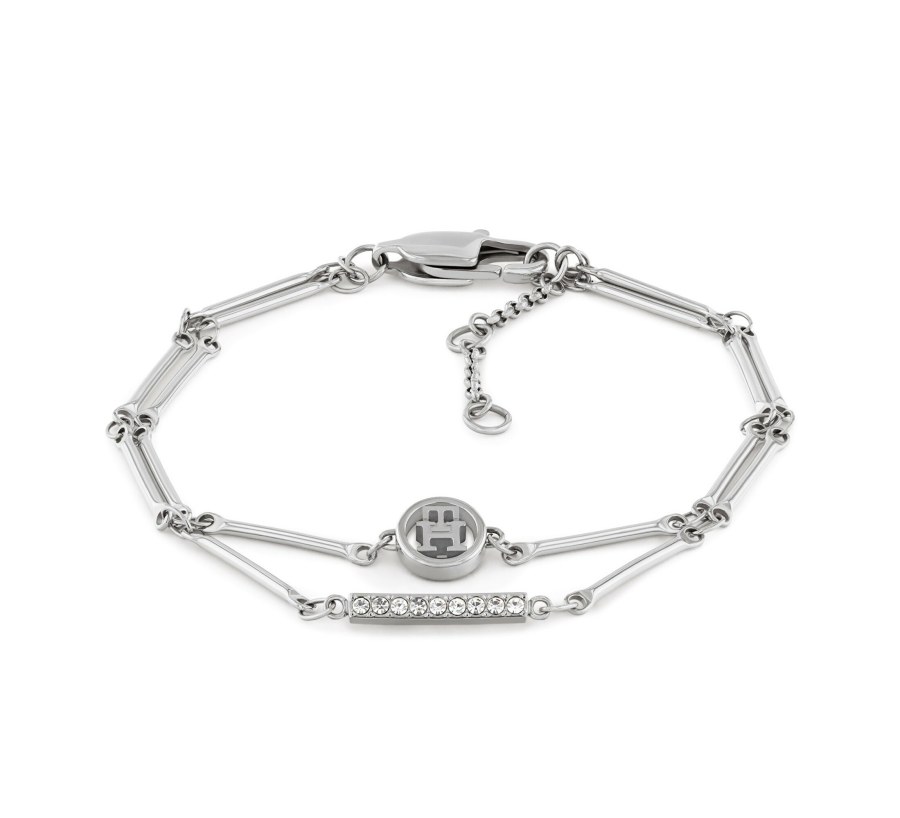 Tommy Hilfiger Módní dvojitý náramek s krystaly 2780999 Tommy Hilfiger Módní dvojitý náramek s krystaly 2780999 - Náramky Řetízkové náramky