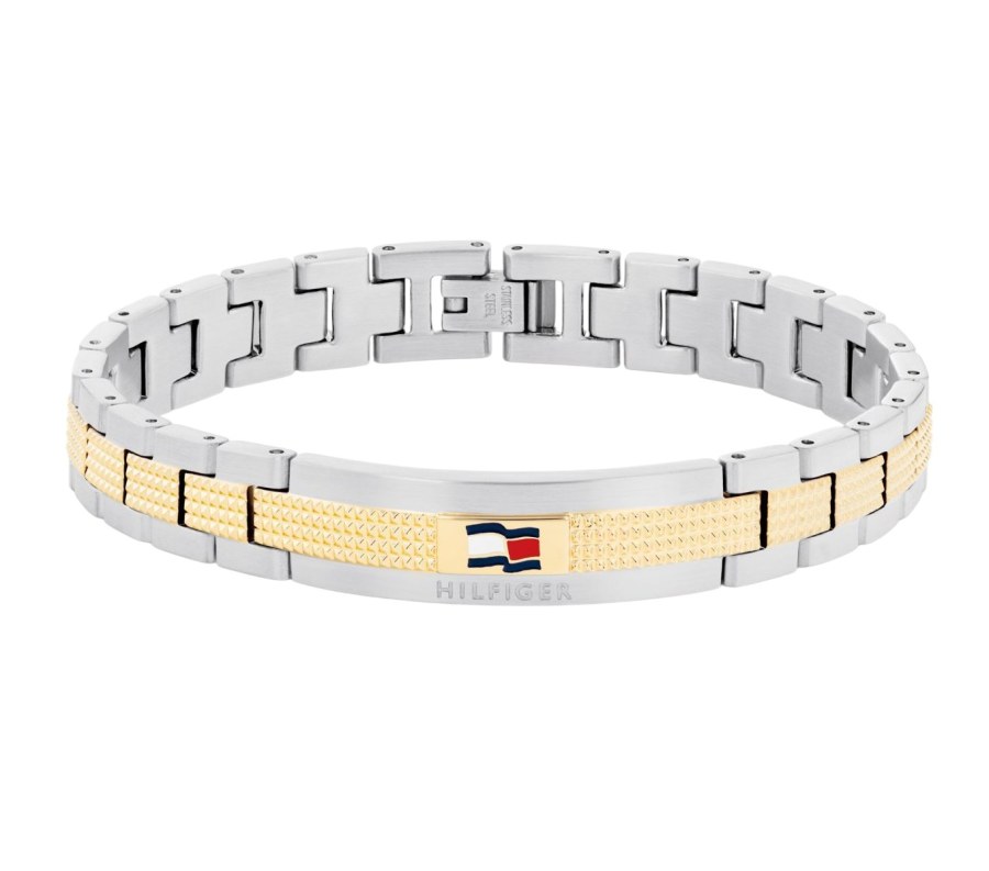Tommy Hilfiger Nadčasový bicolor náramek z oceli Nelson H-Link 2790642 Tommy Hilfiger Nadčasový bicolor náramek z oceli Nelson H-Link 2790642 - Náramky Řetízkové náramky
