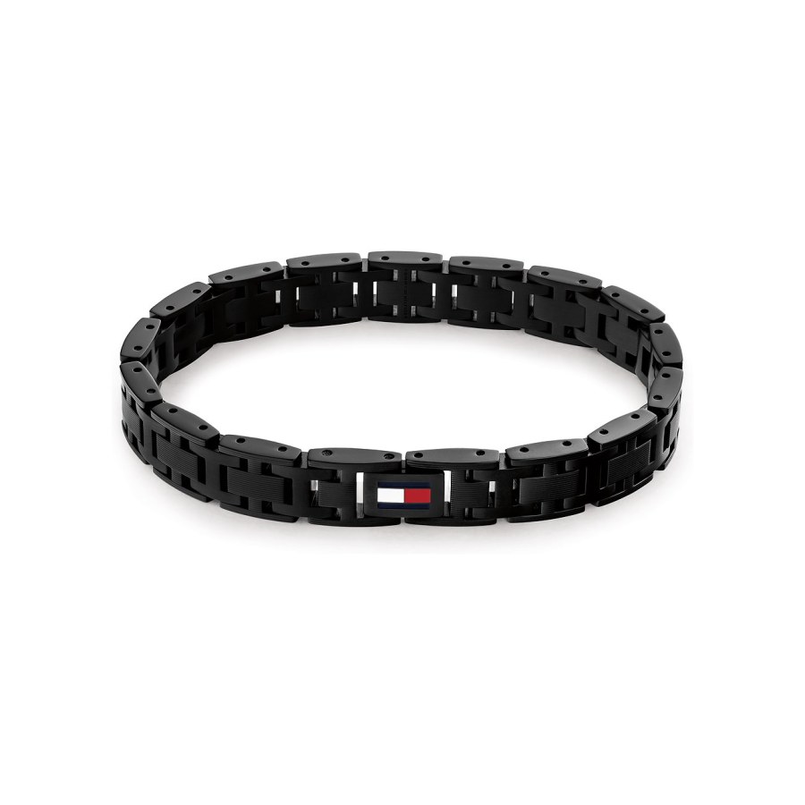 Tommy Hilfiger Černý ocelový náramek pro muže H-Link 2790717
