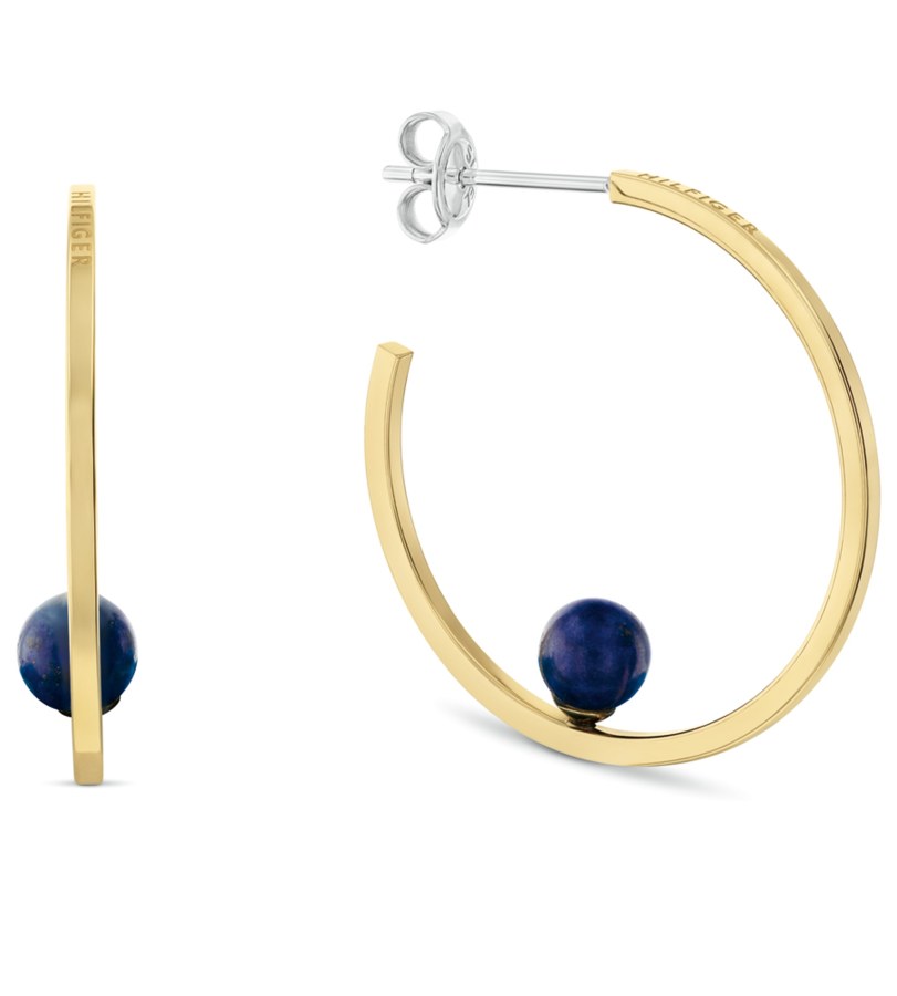 Tommy Hilfiger Pozlacené kruhy s lazuritem Semi-Precious Beads 2780966 Tommy Hilfiger Pozlacené kruhy s lazuritem Semi-Precious Beads 2780966 - Náušnice Kruhy