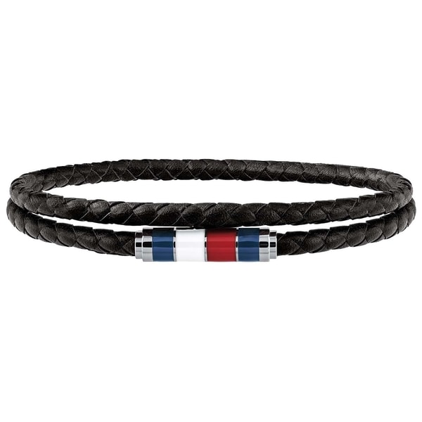 Tommy Hilfiger Stylový černý kožený náramek TH2790056 - Náramky Kožené náramky