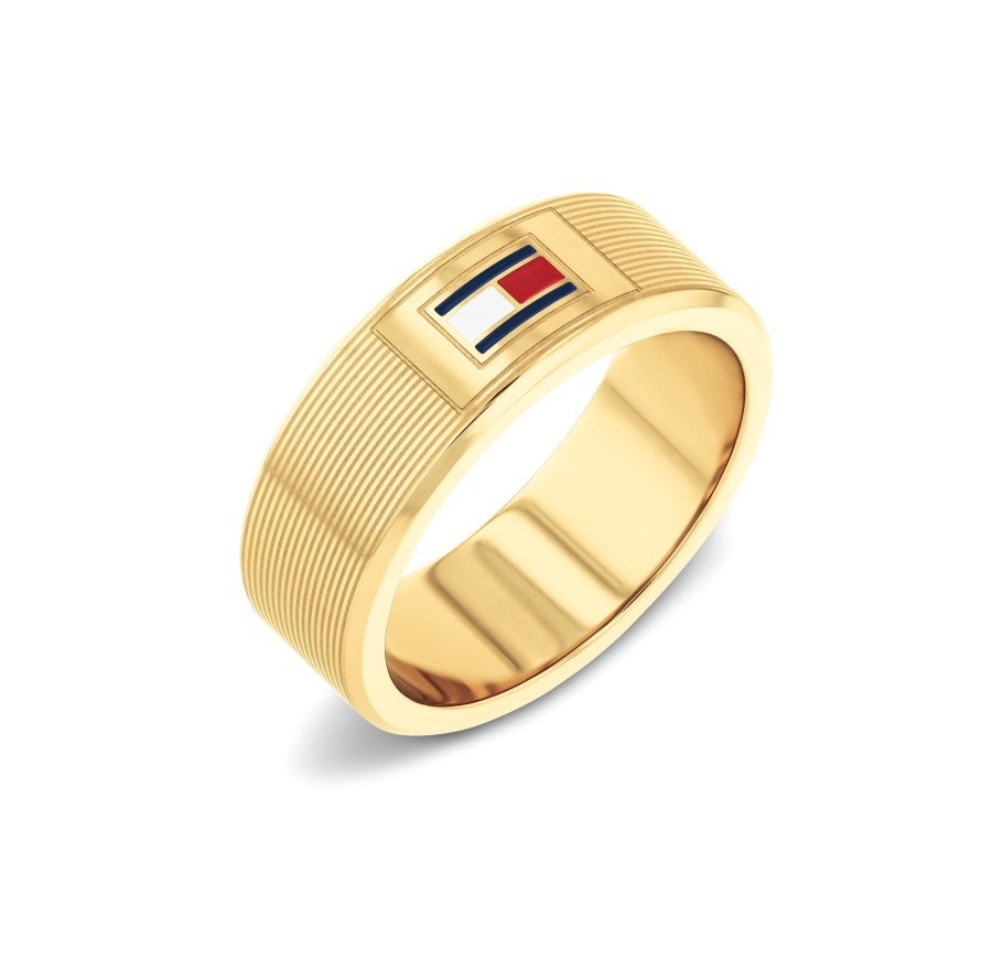 Tommy Hilfiger Stylový prsten z pozlacené oceli H-Link 2790686 64 mm
