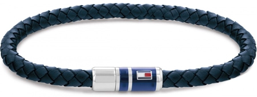 Tommy Hilfiger Tmavě modrý kožený náramek s ocelovým zapínáním 2790294 - Náramky Kožené náramky