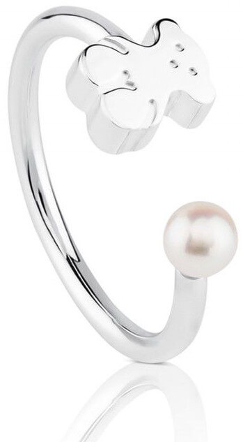 Tous Otevřený stříbrný prsten s medvídkem a pravou perlou 51591550 52 mm - Prsteny Prsteny bez kamínku