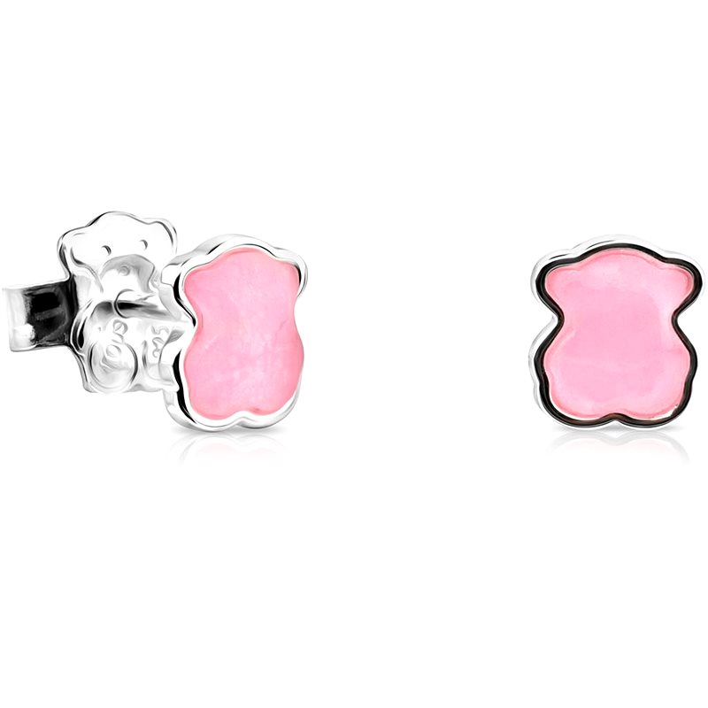 Tous Stříbrné medvídkové náušnice s růžovým křemenem Icon Color 815433610 - Náušnice Pecky
