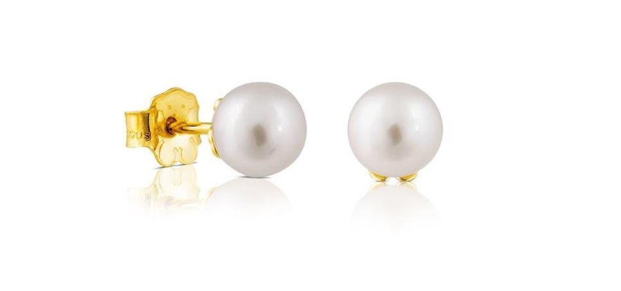 Tous Zlaté náušnice s pravou perlou 1000101200 - Náušnice Pecky