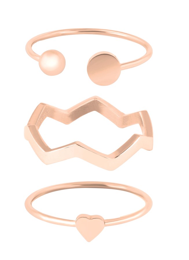 Troli Designová růžově zlacená sada ocelových prstenů 56 mm - Prsteny Prsteny bez kamínku