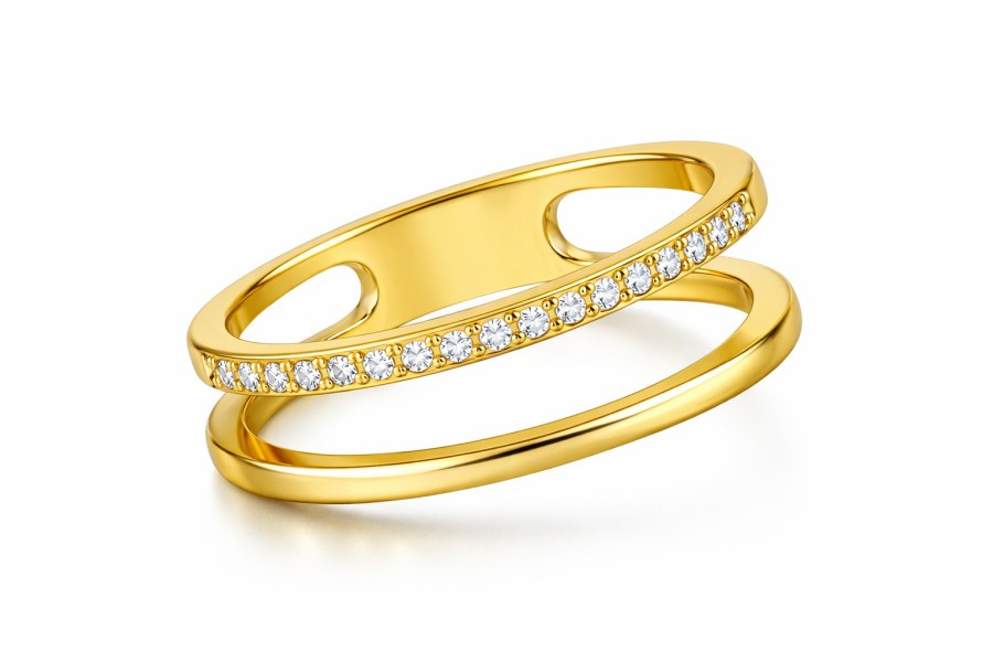 Troli Dvojitý minimalistický prsten z&nbsp;oceli Gold 52 mm - Prsteny Prsteny s&nbsp;kamínkem