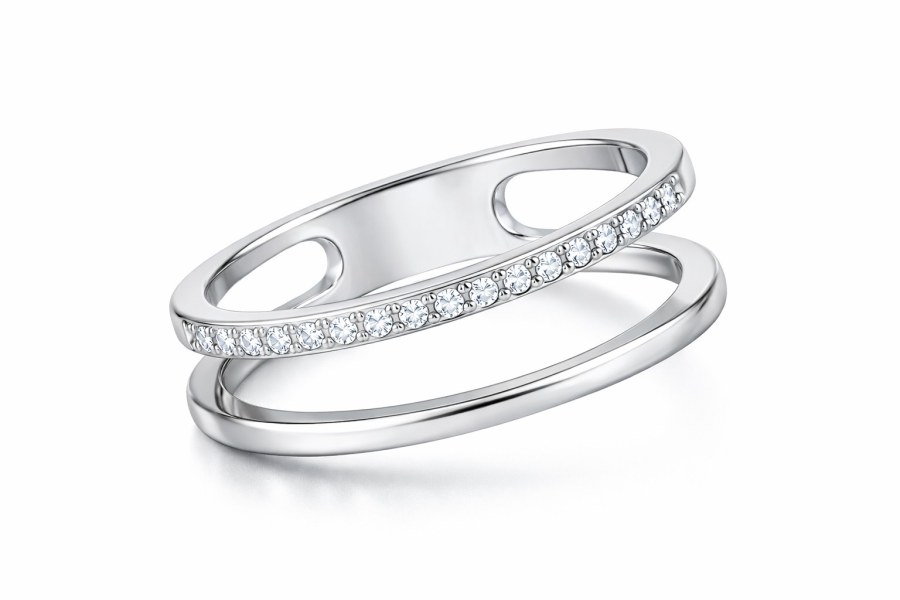 Troli Dvojitý minimalistický prsten z&nbsp;oceli Silver 49 mm - Prsteny Prsteny s&nbsp;kamínkem