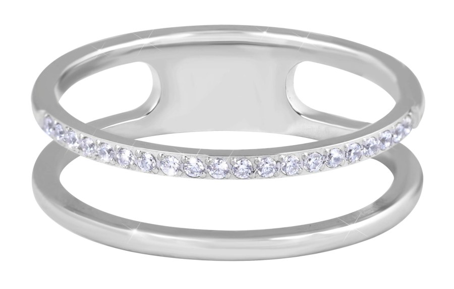 Troli Dvojitý minimalistický prsten z oceli Silver 52 mm - Prsteny Prsteny s kamínkem