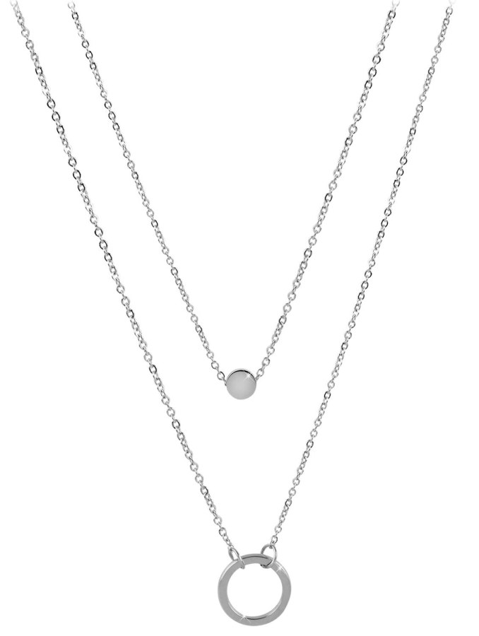 Troli Dvojitý náhrdelník s kroužkovými přívěsky z oceli - Náhrdelníky