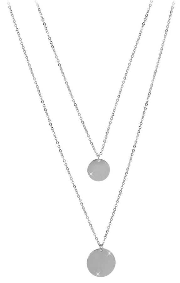 Troli Dvojitý náhrdelník s kruhovými přívěsky z oceli - Náhrdelníky