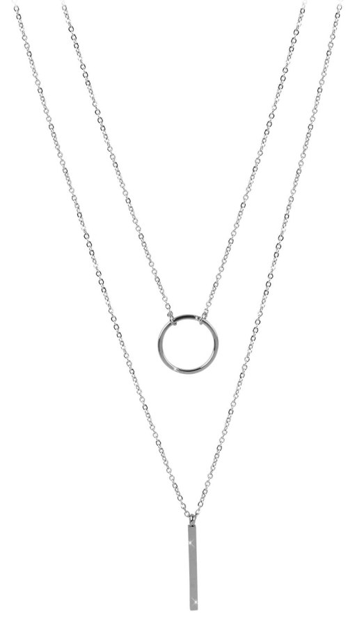 Troli Dvojitý náhrdelník se stylovými přívěsky z oceli - Náhrdelníky