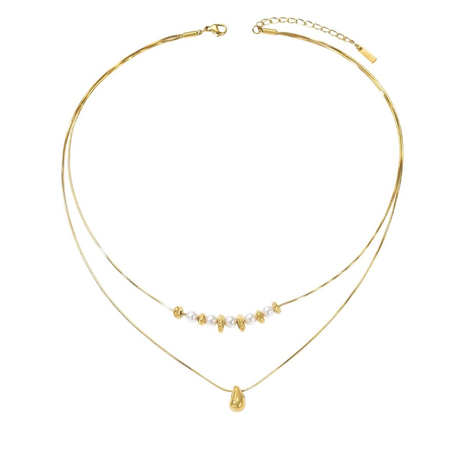 Troli Dvojitý pozlacený náhrdelník Tear Drop Gold