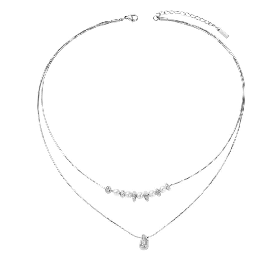 Troli Dvojitý ocelový náhrdelník Tear Drop Silver