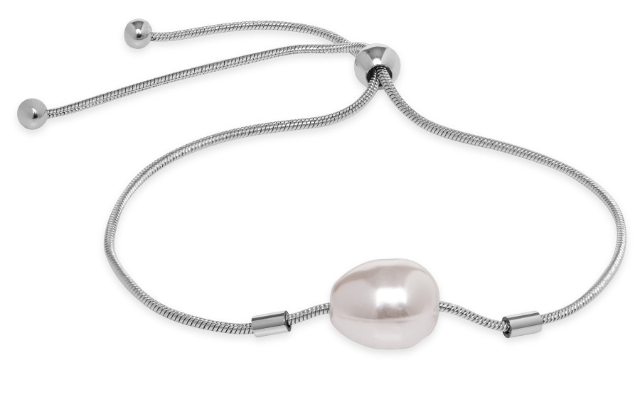 Troli Elegantní ocelový náramek s umělou perlou VEDB0540S - Náramky Řetízkové náramky