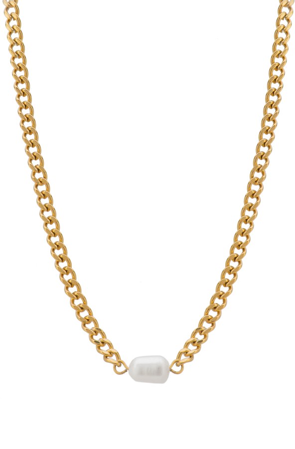Troli Elegantní pozlacený náhrdelník se sladkovodní perlou VAAXP539