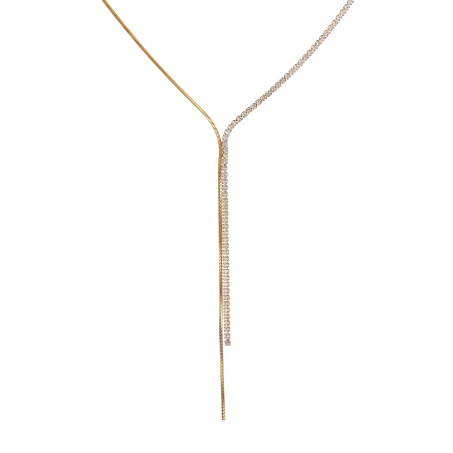 Troli Elegantní pozlacený náhrdelník se zirkony Y Gold
