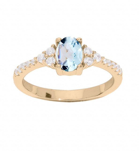 Troli Krásný pozlacený prsten s topazem a zirkony PO/SRC0203TZ 54 mm - Prsteny Prsteny s kamínkem