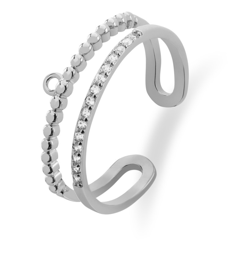 Troli Moderní otevřený prsten se zirkony VBR0118S - Prsteny Otevřené prsteny