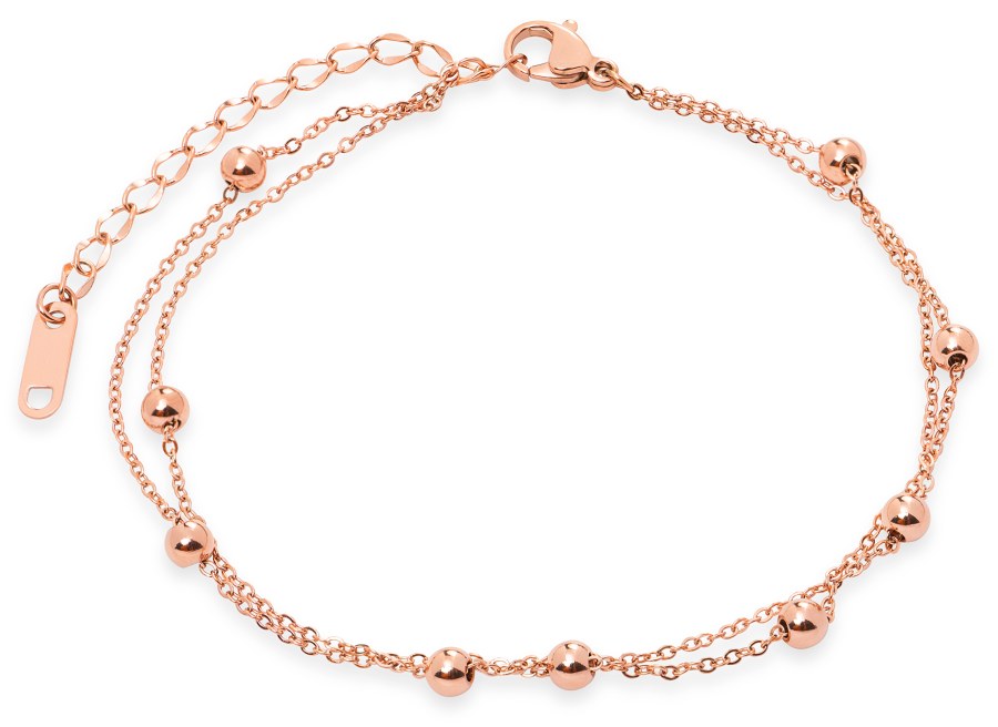Troli Moderní pozlacený náramek z oceli Globe Rose Gold 14,5 + 5 cm