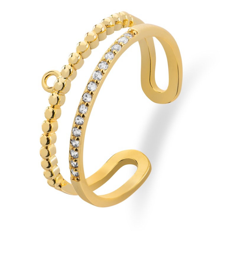 Troli Moderní pozlacený prsten se zirkony VBR0118G - Prsteny Otevřené prsteny