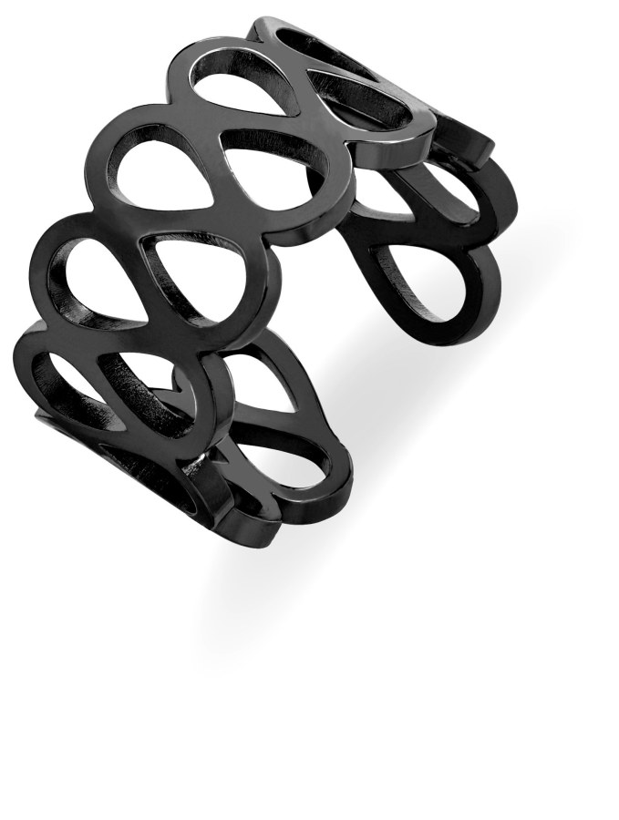 Troli Módní černý prsten z oceli - Prsteny Otevřené prsteny
