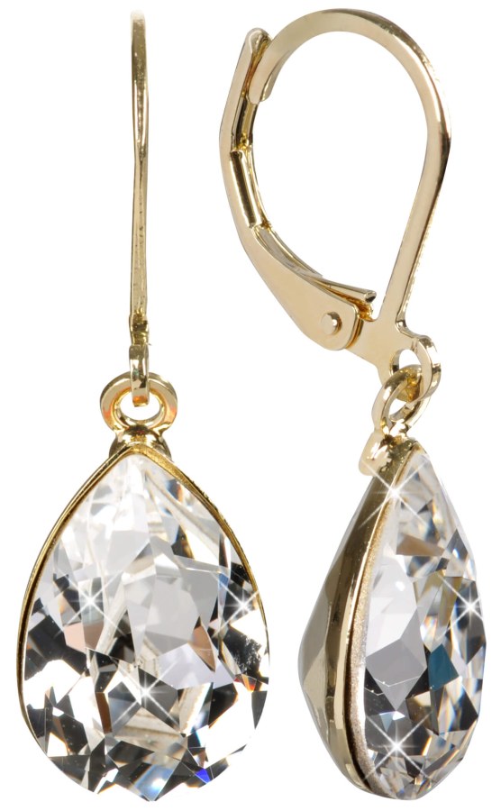Levien Elegantní pozlacené náušnice s krystaly Pear Crystal