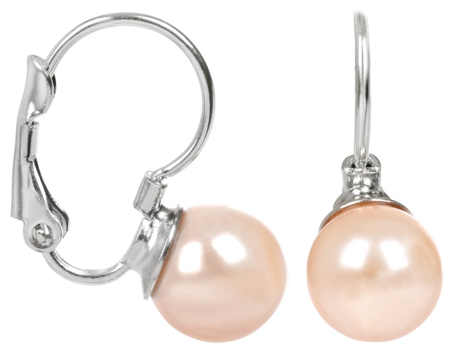 Levien Půvabné náušnice s perličkou Pearl Peach - Náušnice Visací náušnice