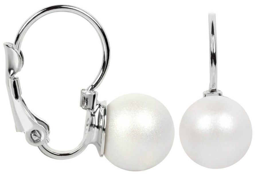 Levien Krásné perlové náušnice Pearl Pearlescent White - Náušnice Visací náušnice