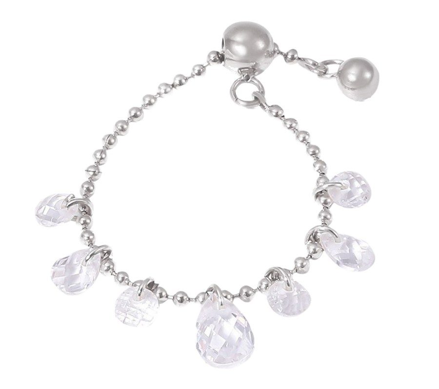 Troli Nastavitelný řetízkový prsten z&nbsp;oceli - Prsteny Prsteny s&nbsp;kamínkem