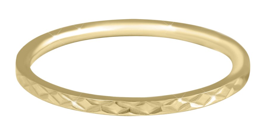 Troli Pozlacený minimalistický prsten z oceli s jemným vzorem Gold 49 mm - Prsteny Prsteny bez kamínku