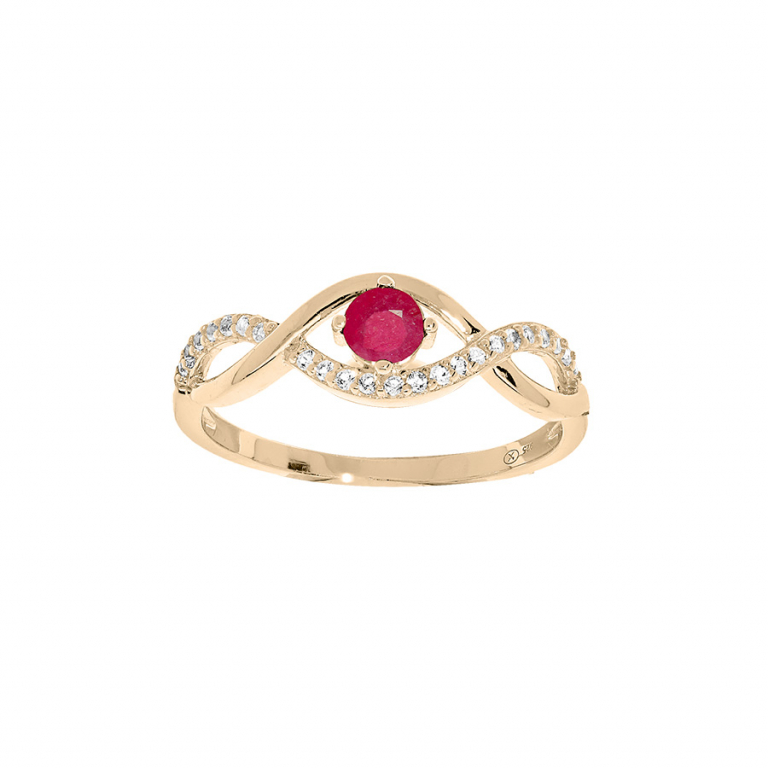 Troli Půvabný pozlacený prsten s fuchsiovým zirkonem PO/SR00716O 58 mm - Prsteny Prsteny s kamínkem