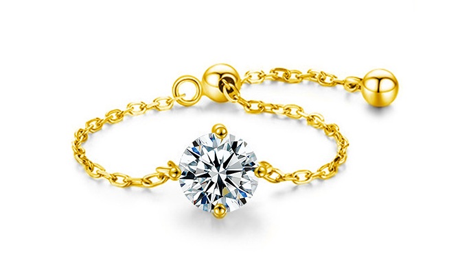 Troli Nastavitelný pozlacený prsten s&nbsp;krystalem - Prsteny Prsteny s&nbsp;kamínkem