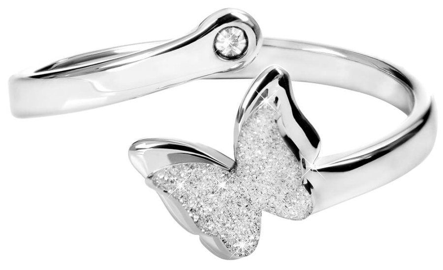 Troli Romantický ocelový prsten s motýlkem - Prsteny Otevřené prsteny