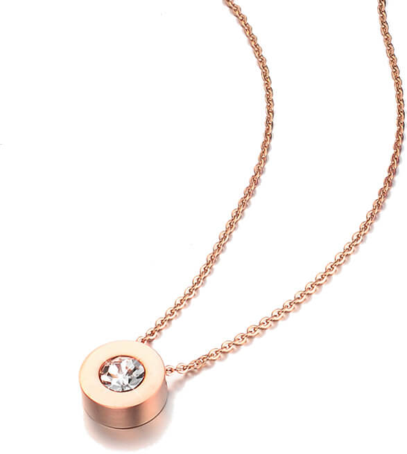 Troli Růžově pozlacený náhrdelník s třpytivým přívěskem - Náhrdelníky
