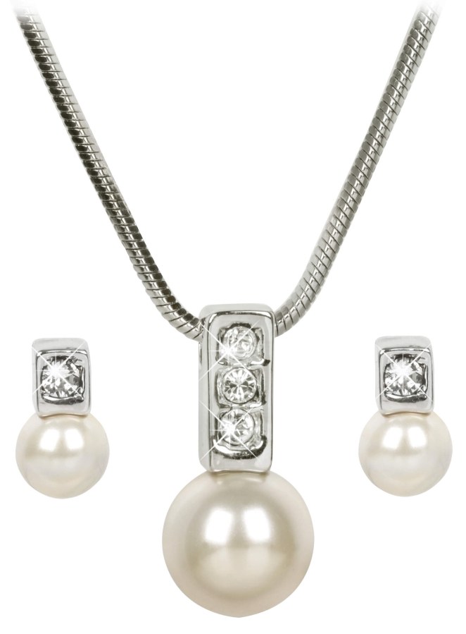 Levien Elegantní sada náhrdelníku a náušnic Pearl Caorle Cream - Sety šperků Soupravy šperků