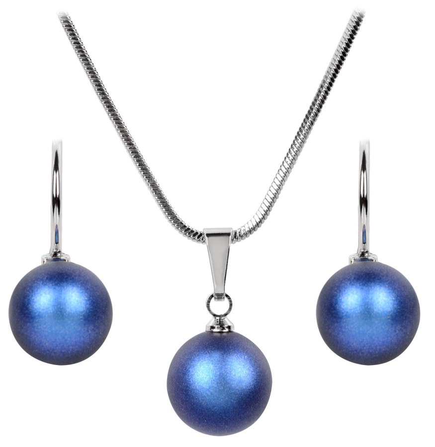 Levien Sada náhrdelníku a náušnic Pearl Iridescent Dark Blue - Sety šperků Soupravy šperků