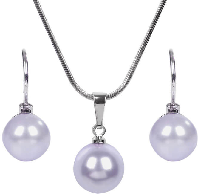 Levien Půvabná sada náhrdelníku a náušnic Pearl Lavender - Sety šperků Soupravy šperků