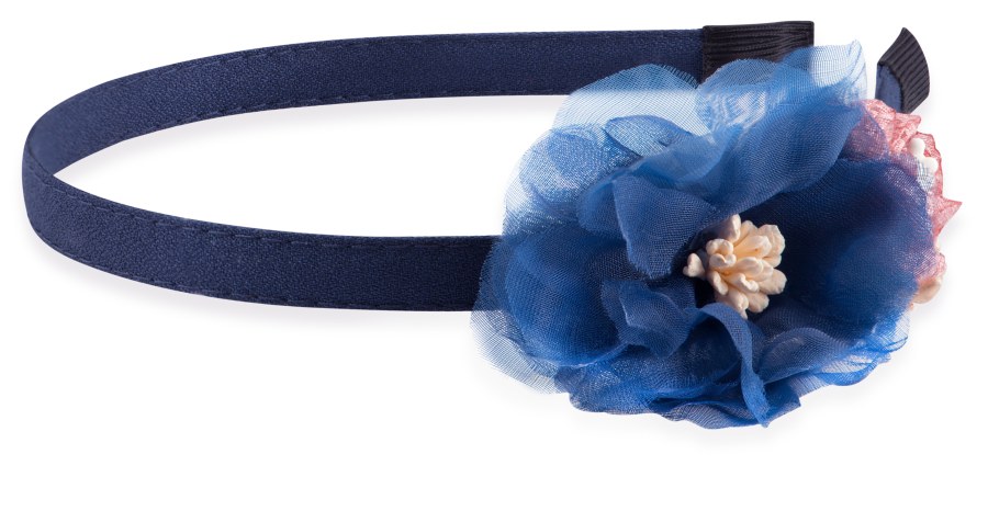 Troli Slušivá modrá čelenka do vlasů s květinami - Doplňky Čelenky do vlasů