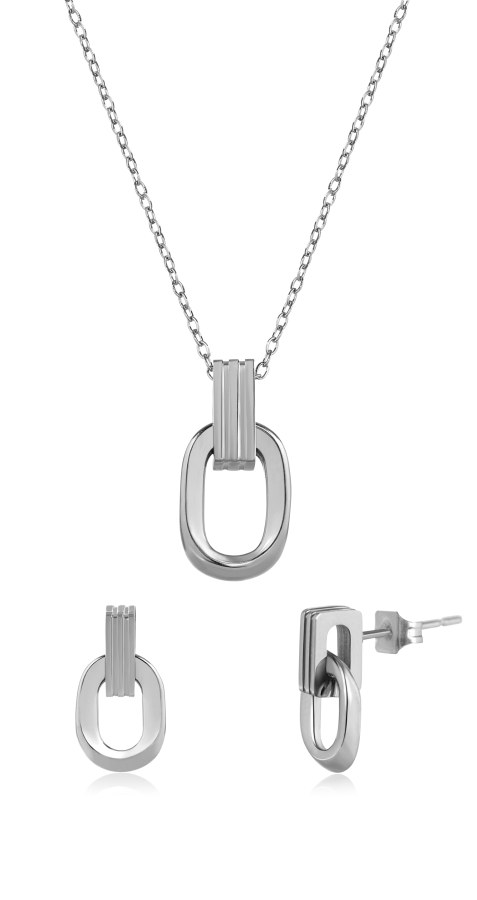 Troli Stylová ocelová sada minimalistických šperků (náušnice. řetízek, přívěsek) - Náušnice Visací náušnice