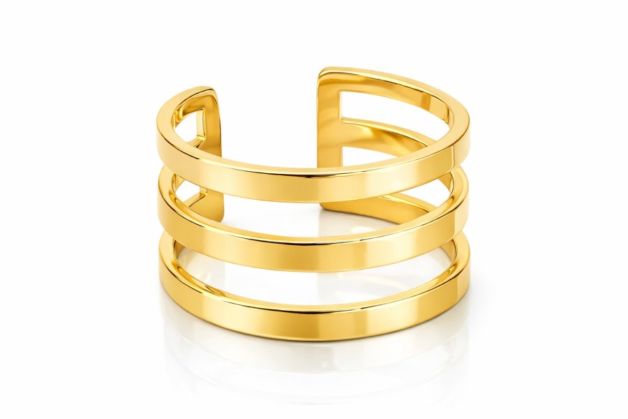 Troli Stylový trojitý prsten z&nbsp;pozlacené oceli - Prsteny Otevřené prsteny