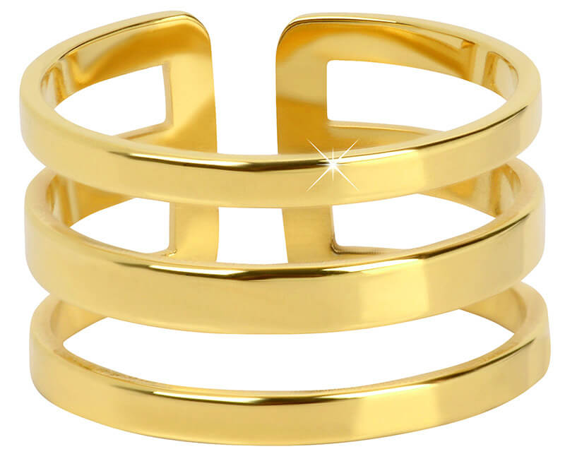 Troli Stylový trojitý prsten z pozlacené oceli - Prsteny Otevřené prsteny