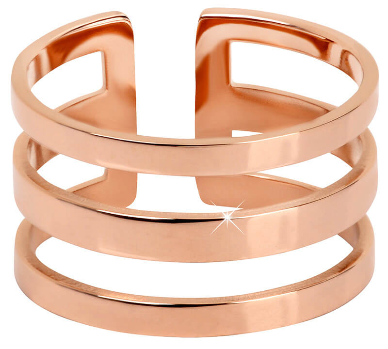 Troli Stylový trojitý prsten z růžově pozlacené oceli - Prsteny Otevřené prsteny