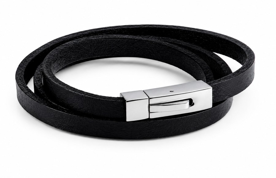 Troli Trojitý hladký kožený náramek Leather