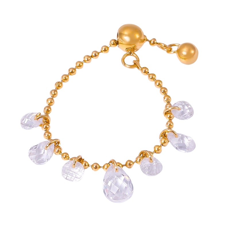 Troli Nastavitelný prsten z&nbsp;pozlacené oceli - Prsteny Prsteny s&nbsp;kamínkem